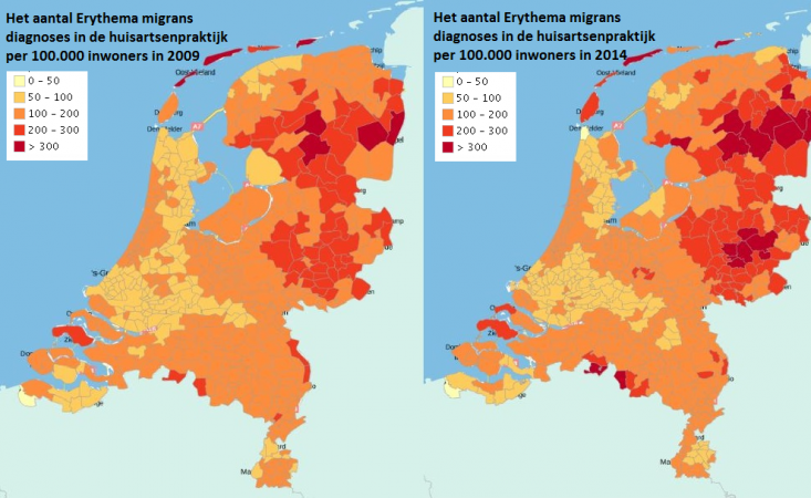 Lymekaart geeft verspreiding in Nederland aan