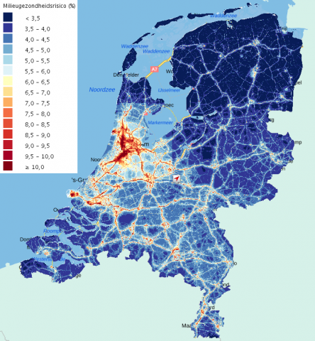 Kaart milieugezondheidsrisico