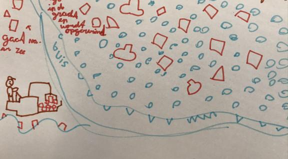 Tekening van een kind over afval