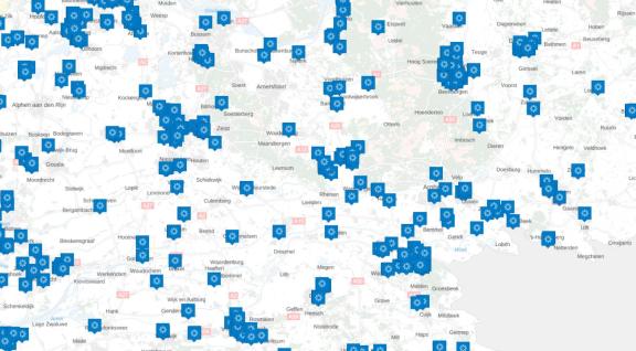 Natte koeltorens op kaart