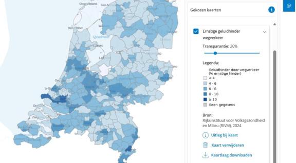 Kaart  ernstige geluidhinder wegverkeer